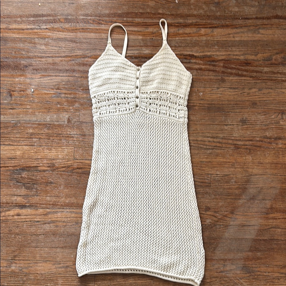 Cream Knit Cover-up Beach Dress